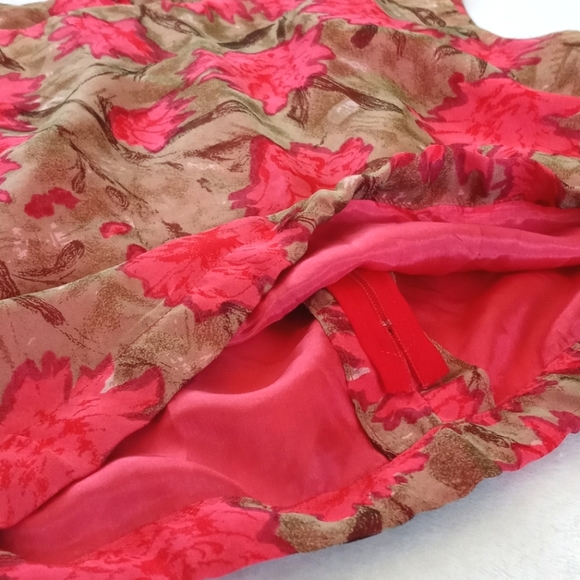 Vintage Floral Shell/Top w Zipper Back & Side Tie S/M - Picture 8 of 11